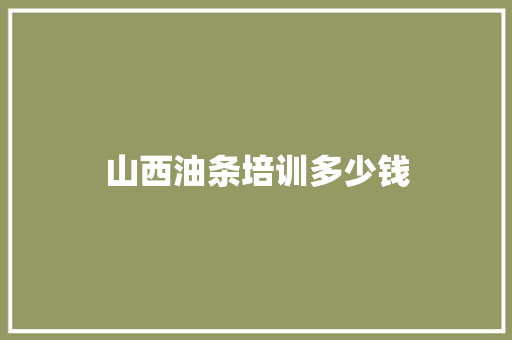 山西油条培训多少钱