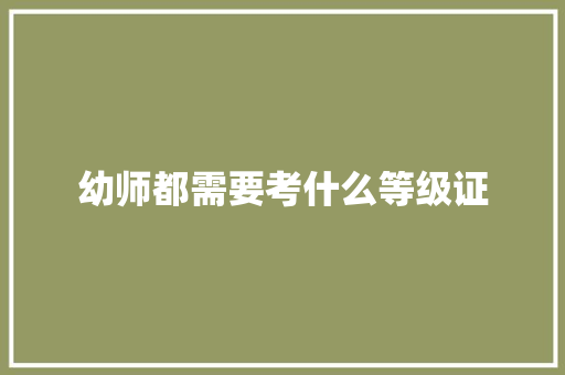 幼师都需要考什么等级证