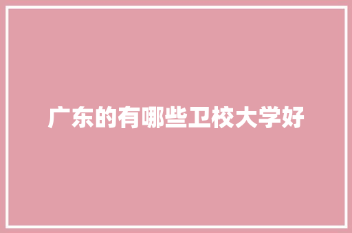 广东的有哪些卫校大学好