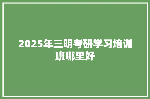 2025年三明考研学习培训班哪里好