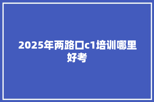 2025年两路口c1培训哪里好考