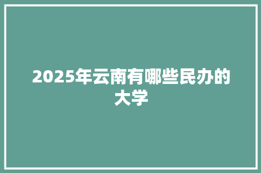 2025年云南有哪些民办的大学