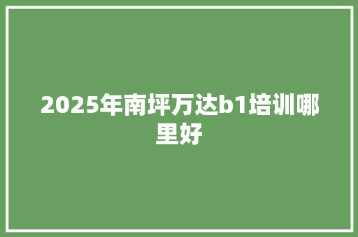 2025年南坪万达b1培训哪里好