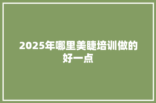 2025年哪里美睫培训做的好一点