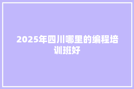 2025年四川哪里的编程培训班好
