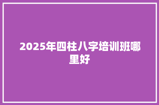 2025年四柱八字培训班哪里好