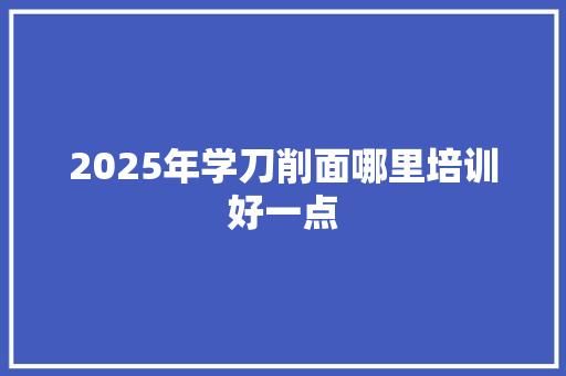 2025年学刀削面哪里培训好一点