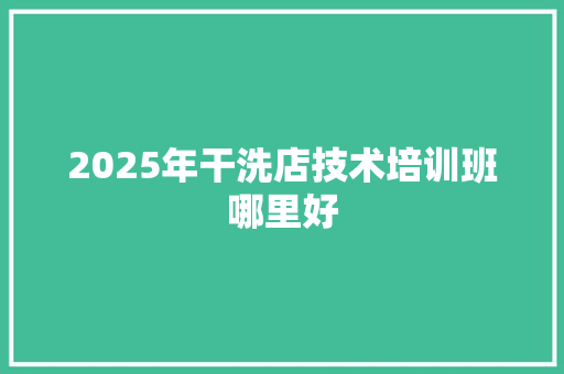 2025年干洗店技术培训班哪里好