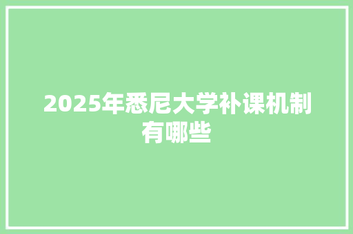 2025年悉尼大学补课机制有哪些