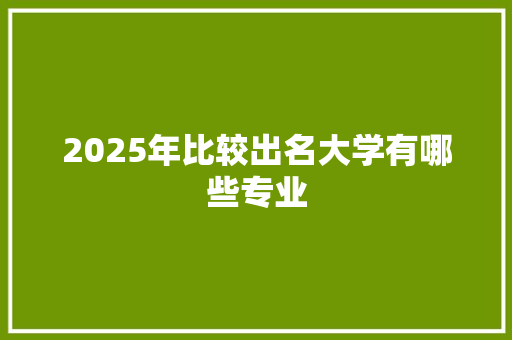 2025年比较出名大学有哪些专业