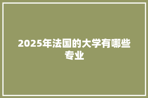 2025年法国的大学有哪些专业
