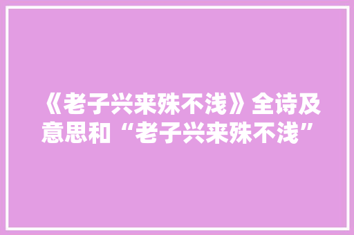 《老子兴来殊不浅》全诗及意思和“老子兴来殊不浅”的拼音注释 诗词鉴赏