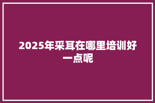 2025年采耳在哪里培训好一点呢