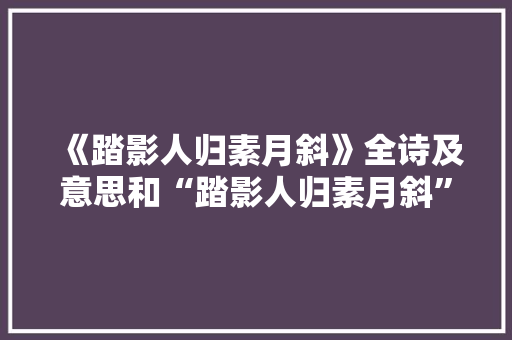 《踏影人归素月斜》全诗及意思和“踏影人归素月斜”的拼音注释