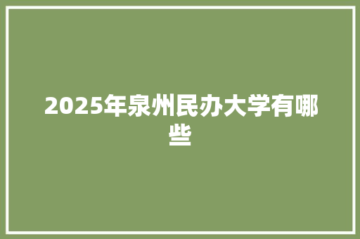 2025年泉州民办大学有哪些