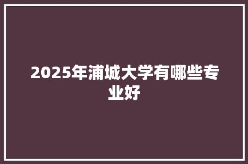 2025年浦城大学有哪些专业好