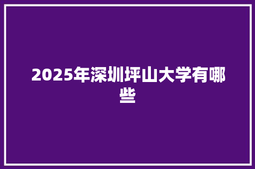 2025年深圳坪山大学有哪些