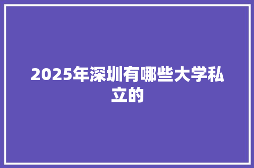2025年深圳有哪些大学私立的