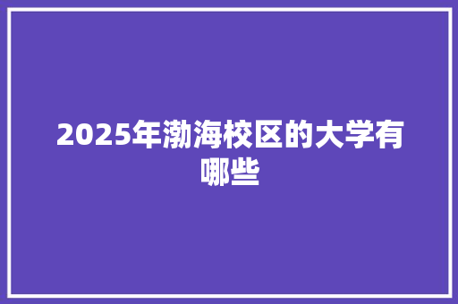 2025年渤海校区的大学有哪些