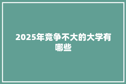 2025年竞争不大的大学有哪些
