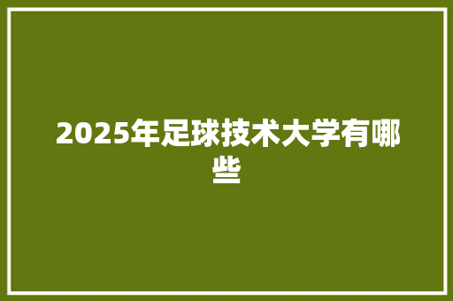 2025年足球技术大学有哪些