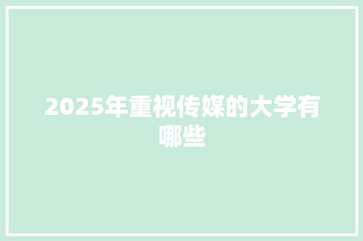 2025年重视传媒的大学有哪些