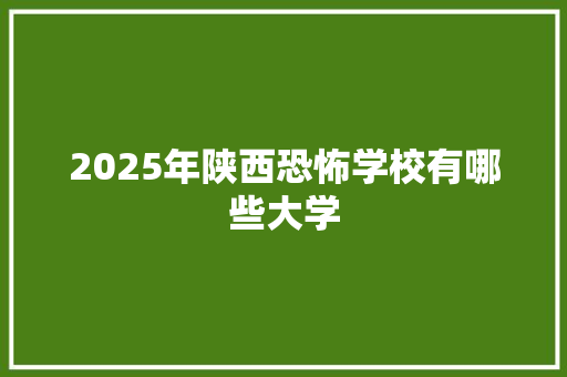 2025年陕西恐怖学校有哪些大学
