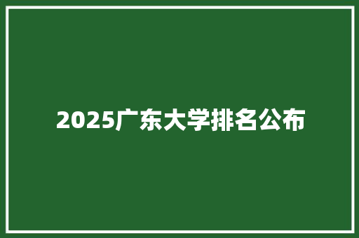 2025广东大学排名公布