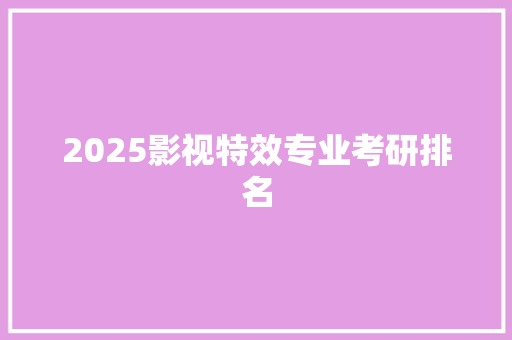 2025影视特效专业考研排名