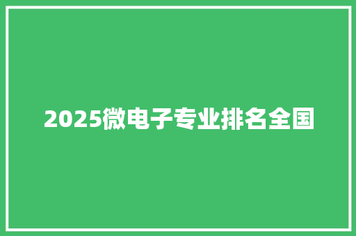 2025微电子专业排名全国