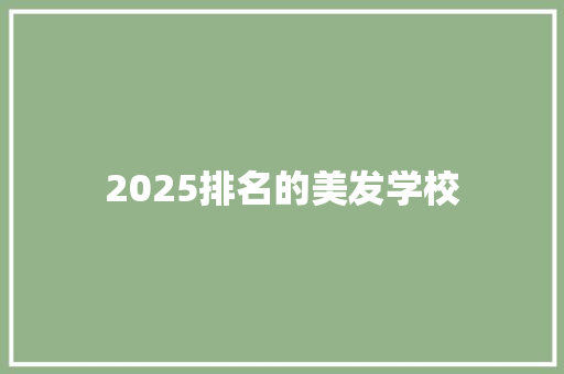 2025排名的美发学校