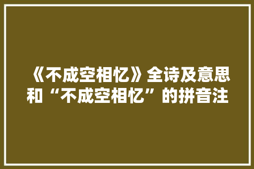 《不成空相忆》全诗及意思和“不成空相忆”的拼音注释