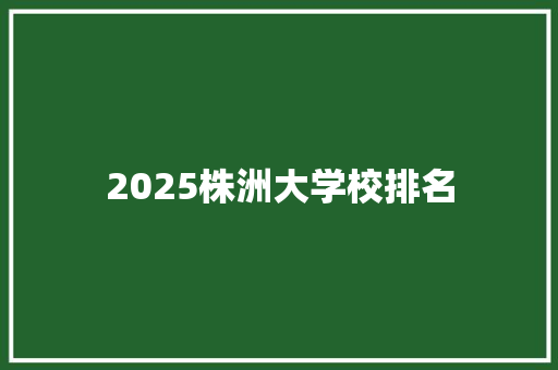 2025株洲大学校排名