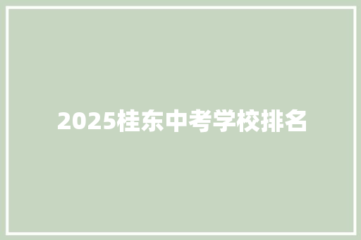 2025桂东中考学校排名