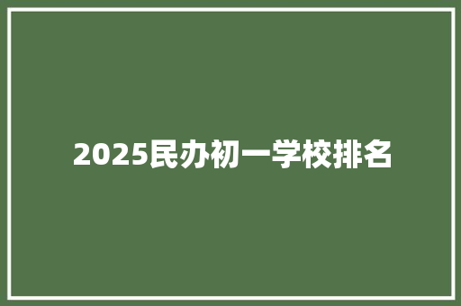 2025民办初一学校排名