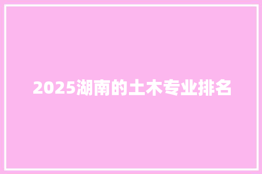 2025湖南的土木专业排名 应用文