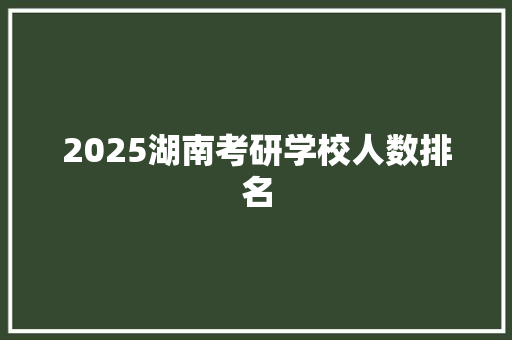 2025湖南考研学校人数排名