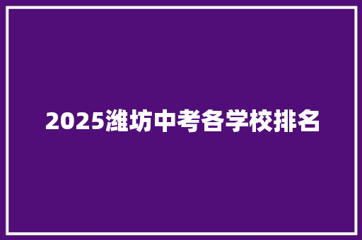 2025潍坊中考各学校排名