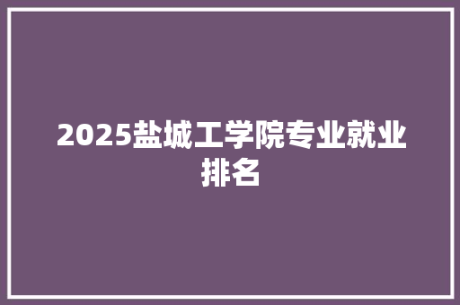 2025盐城工学院专业就业排名 会议纪要