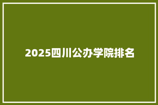 2025四川公办学院排名