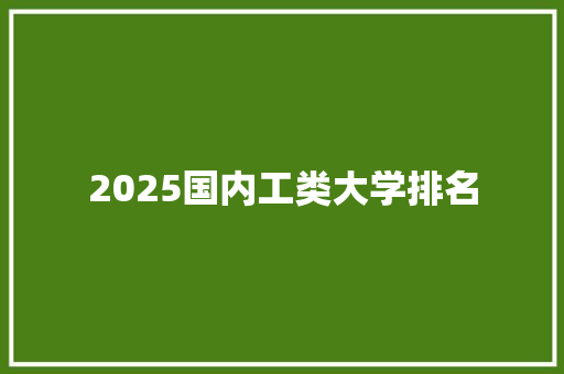 2025国内工类大学排名