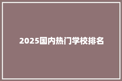 2025国内热门学校排名