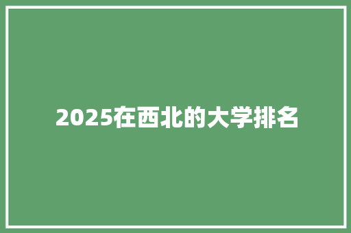2025在西北的大学排名