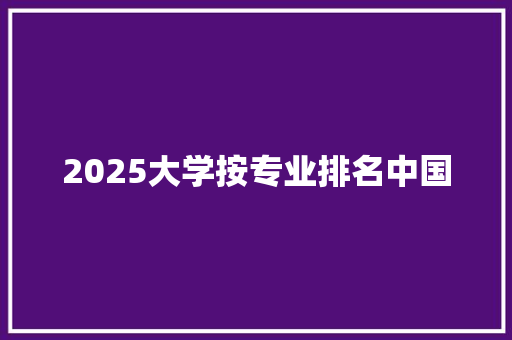 2025大学按专业排名中国