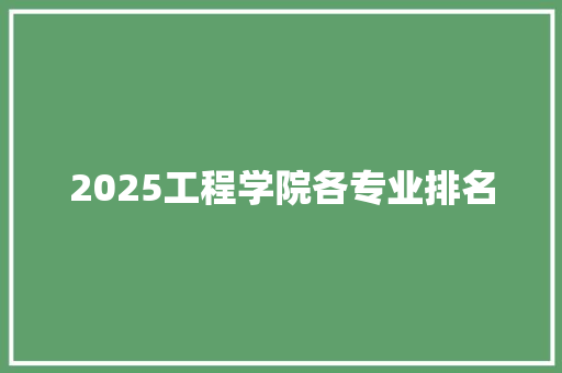 2025工程学院各专业排名