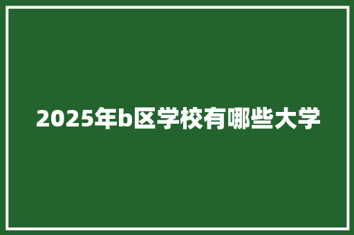 2025年b区学校有哪些大学