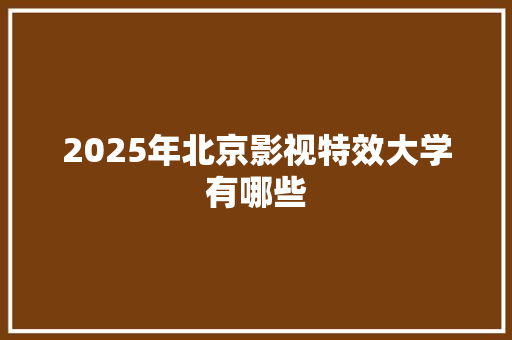 2025年北京影视特效大学有哪些