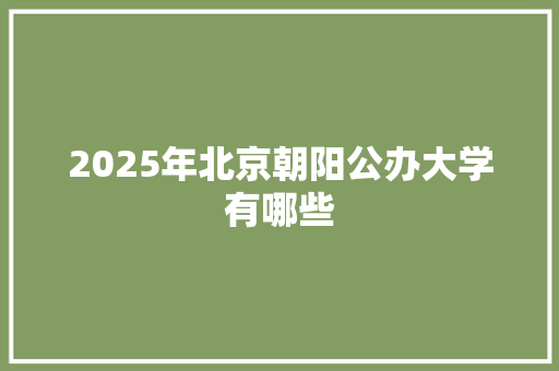 2025年北京朝阳公办大学有哪些