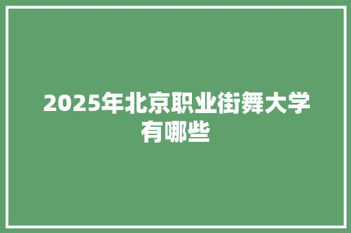 2025年北京职业街舞大学有哪些