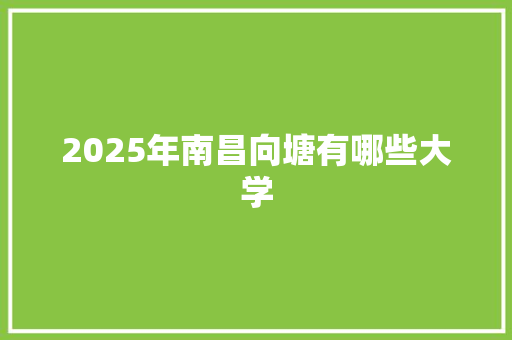 2025年南昌向塘有哪些大学